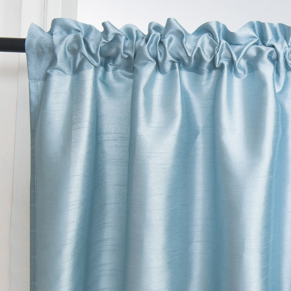 Three-Piece Faux Silk Window Curtain Set with Rod-Pocket Valance, Two 26 x 36-Inch Tiers and Eleven Colors