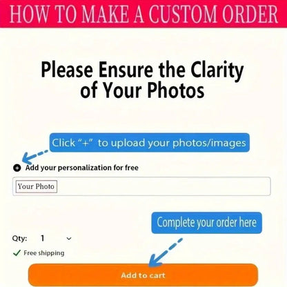 Personalized Custom Photo Wall Clock - Round Wood Silent Clock with Custom Text & Family Name, Self-Assembly