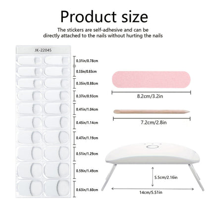 Semi Gel Nail Polish Stickers Kit 20Pcs with 12W LED Nail Lamp 8-Bead Curing Light Full-Wrap Nail Stickers