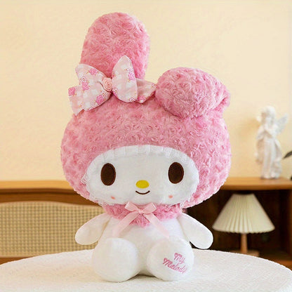 Plush Toy Hello Kitty or My Melody Rose-Pink 14-Inch Character Doll for Kawaii Display and Gifting