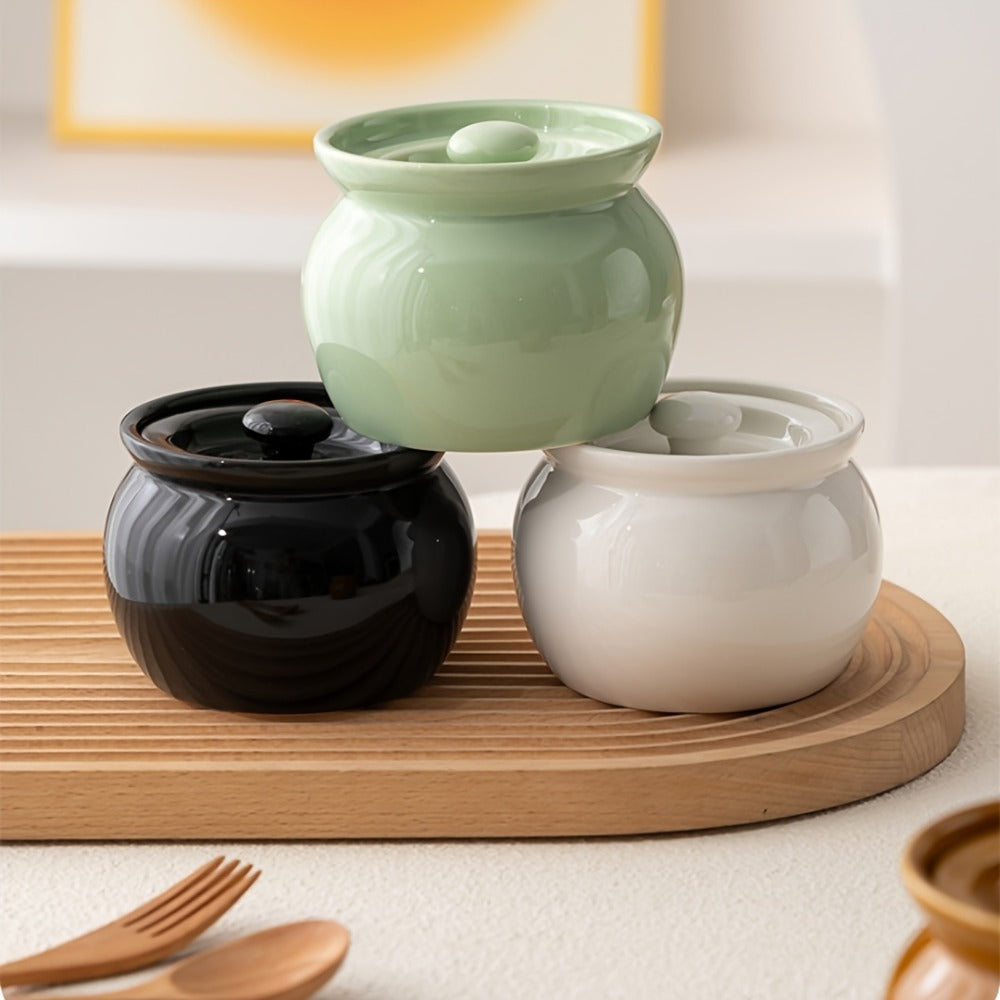 Ceramic Steam Stewing Pot - Water-Separated Clay Pot for Soups, Stews & Slow Cooking, Household Steaming Pot with Lid for One Person