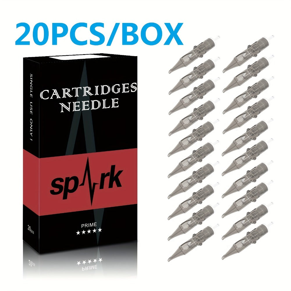 Tattoo Cartridge Needles with SPARK Label, 20-Piece Box and 24 Retained RL RS CM M1 Model Choices