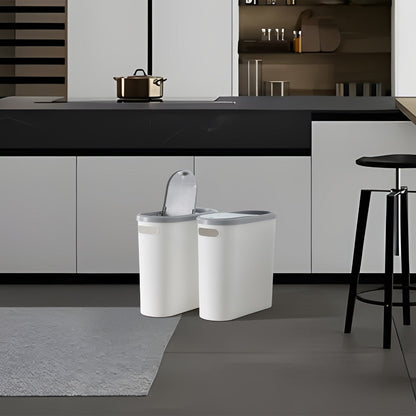 Slim 10L Bathroom Wastebasket with Lid Tray, Built-In Side Handles and Single or Two-Piece Options