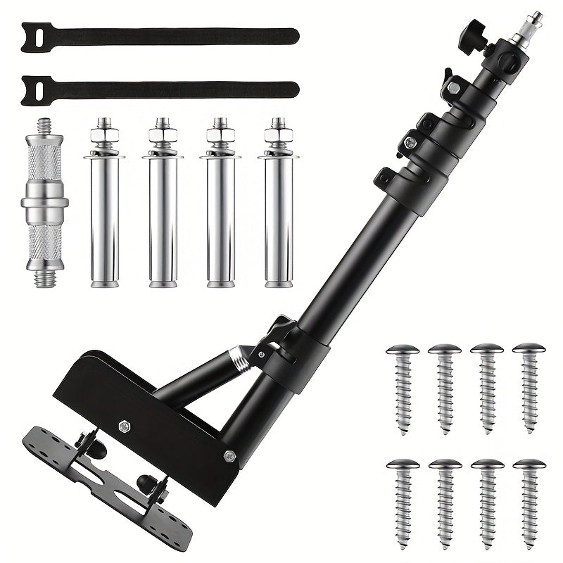 Wall-Mounted Ring Light with 45.7" Adjustable Boom Arm Stand, Alloy Triangle Wall Bracket for Photography Studio