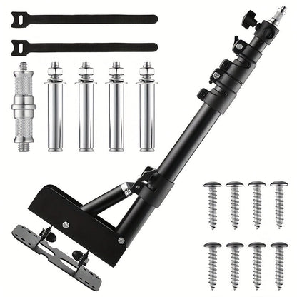 Wall-Mounted Ring Light with 45.7" Adjustable Boom Arm Stand, Alloy Triangle Wall Bracket for Photography Studio