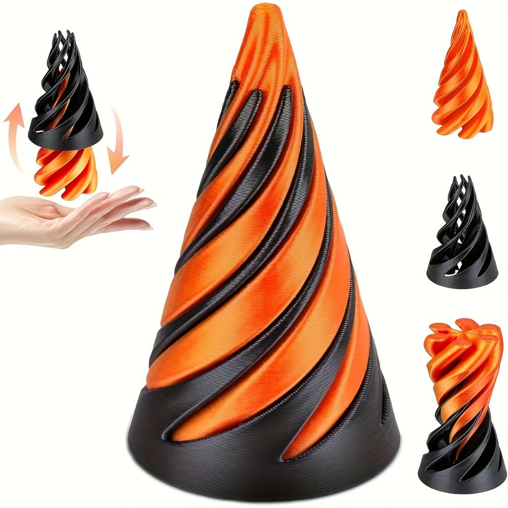 3D Printed Spiral Fidget Cone 10 Pack, Impossible Pyramid Spiral Tree & Carrot Stress Toy, Unique Fish Tank Decoration