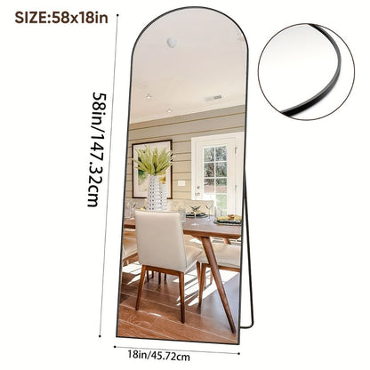 Full Length Mirror Floor Mirror Freestanding 58x18 Inch Arched Full Body Mirror Wall Mounted for Entryways, Bedrooms and Living Spaces