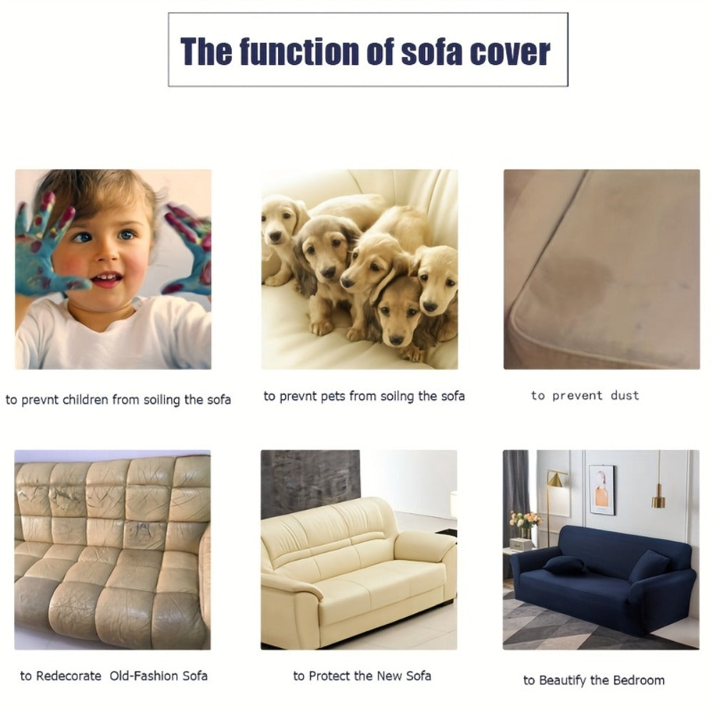 Sofa Cover Elastic Stretch Slipcover for 1, 2, 3 or 4-Seater Sofas in Seven Solid Colors with Model-Specific Size and Color Options