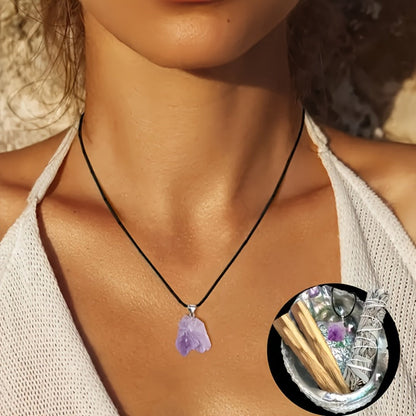 Sage Smudge Kit with Abalone Shell, White Sage Bundle, Holy Wood Palo Santo, Amethyst Crystal Necklace