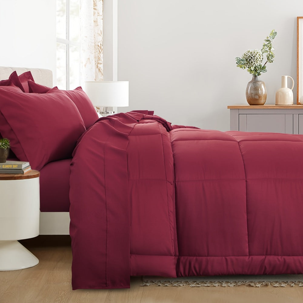 7 Piece Comforter Set Luxury Soft Fluffy Bedding All Season Bed in a Bag with Comforter Fitted Sheet Flat Sheet Pillowcases Hypoallergenic