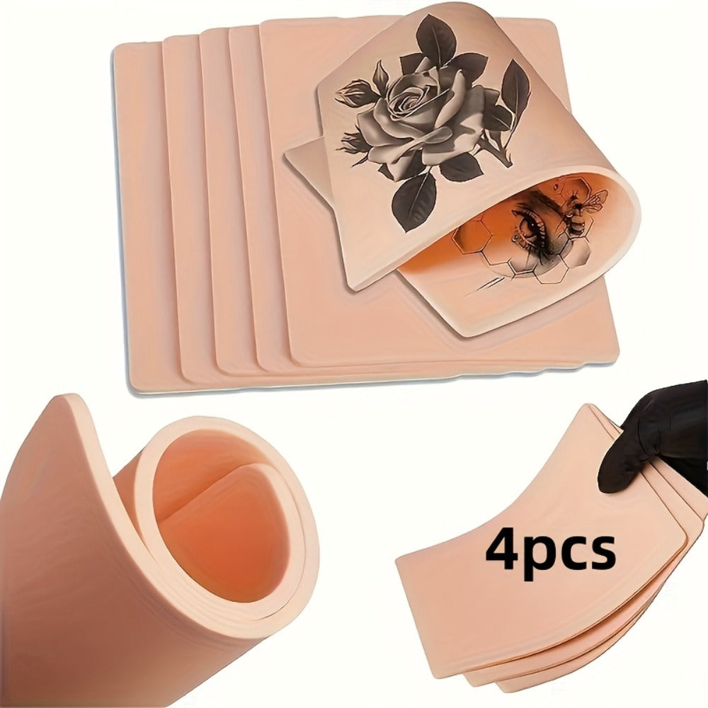 Tattoo Practice Skin Silicone Double-Sided – Flexible Fake Skin 1mm, Realistic Curvature for Tattoo Artists, Beginners