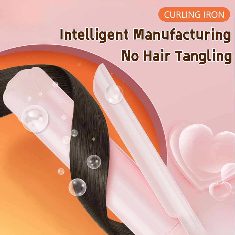 Mini Cordless Curling Iron Portable Ceramic Hair Curler USB Rechargeable 4-Temperature Settings Travel Hair Styling Tool for Curling