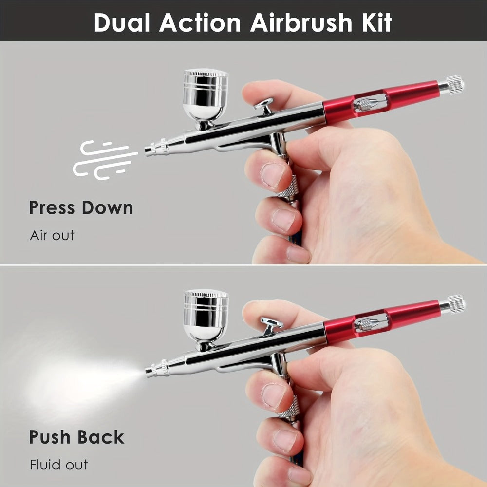 Airbrush Kit Dual-Action Gravity Feed – 0.3mm & 0.5mm Needle Sets, 7cc 20cc 40cc Cups, Complete Air Brush Gun Set for Nails, Makeup