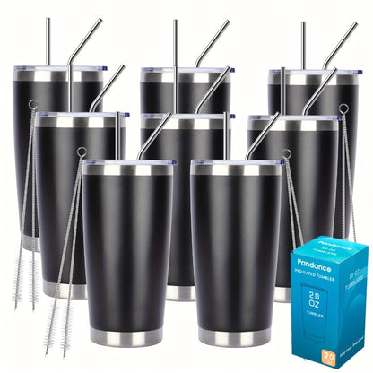 Stainless Steel Insulated Tumblers with Lid and Straw Bulk 20oz 304 Double Wall Vacuum Travel Mug for Hot Iced Coffee Drinks Water Cup Set