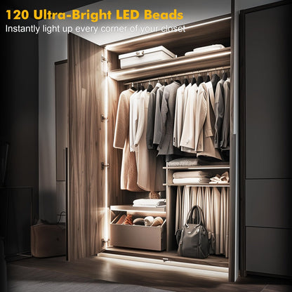 Motion Sensor LED Light Strip Kit with 16.4ft Strip, 2200mAh-Labeled Rechargeable Pack and One- or Two-Piece Options