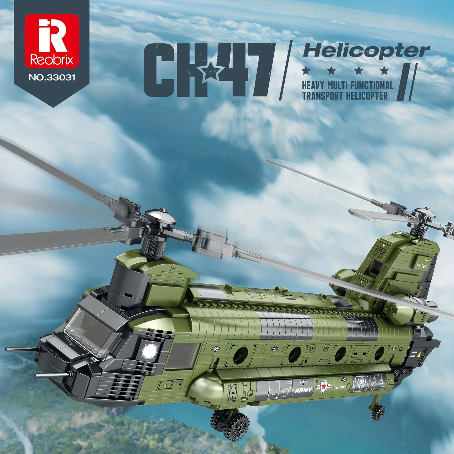 Chinook Helicopter Building Blocks Set 1622 Pcs – US Military CH-47 Transport Helicopter MOC Model Kit Adults Teens Aviation Military Fan