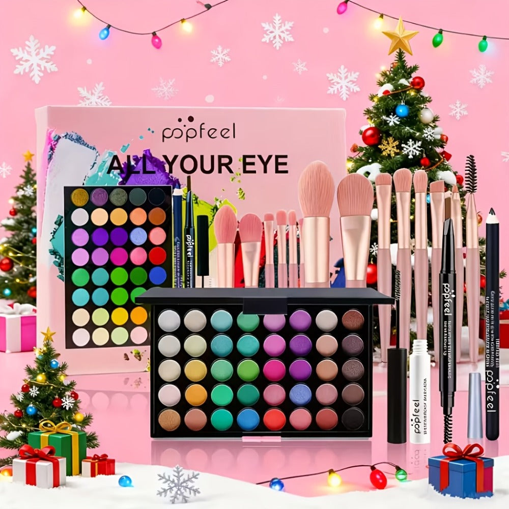 Full Face Makeup Kit All-in-One Complete Beauty Set with Foundation Blush Eyeshadow Palette Mascara & Brush