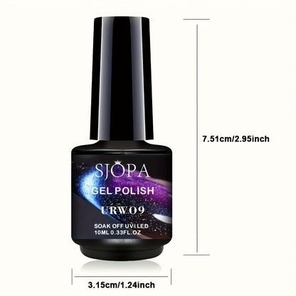 Magnetic Cat Eye Gel Nail Polish 9D Holographic Rainbow Glitter Blue & Purple – LED UV Soak-Off Gel Polish Paraben-Free Water-Based Formula