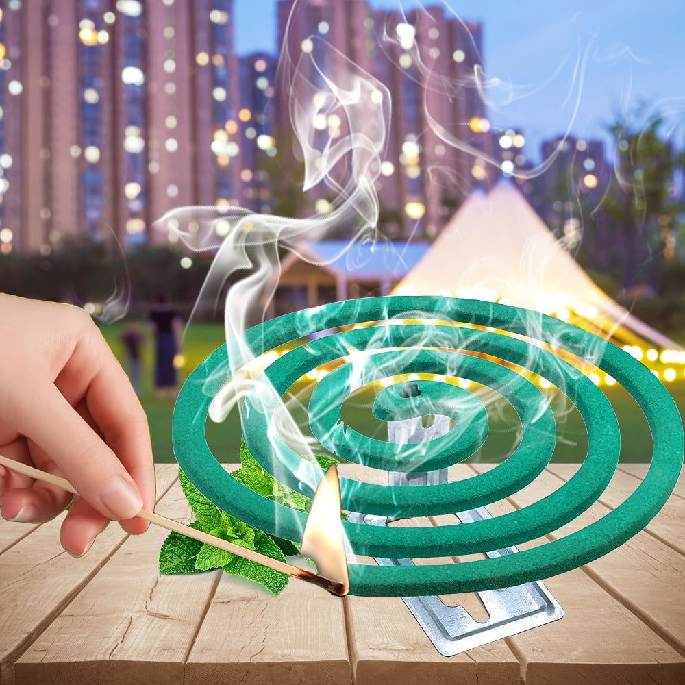 Lemongrass Spiral Incense Coils 10 Pack - Large Natural Herbal Incense for Outdoor Patio, Camping