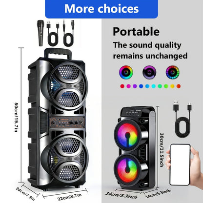 RGB Dual Speaker Portable Bluetooth Stereo Sound System with Subwoofer, Ambient Lighting, Two Speaker Sizes