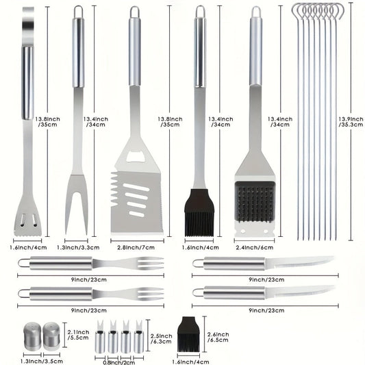 15- or 24-Piece BBQ Tool Set with Spatula, Tongs, Forks, Skewers, Brushes and Carry Case Pictured