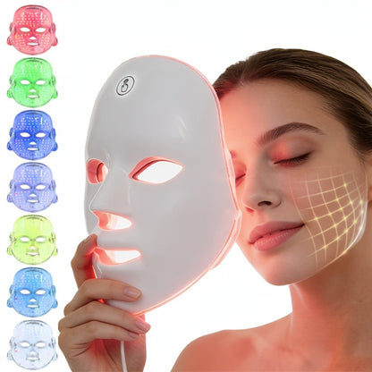 LED Facial Beauty Device 7-Color Light Therapy Portable At-Home Skincare Tool for Bath Time, Home Spa and Personal Care
