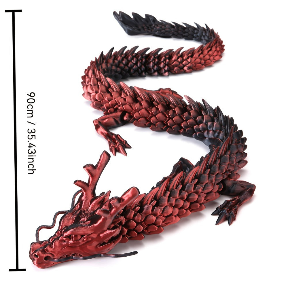 3D Printed Dragon 35.4 Inch with Flexible Joints – Articulated Poseable Dragon Figurine for Car Dashboard, Home Decor & Desk Display