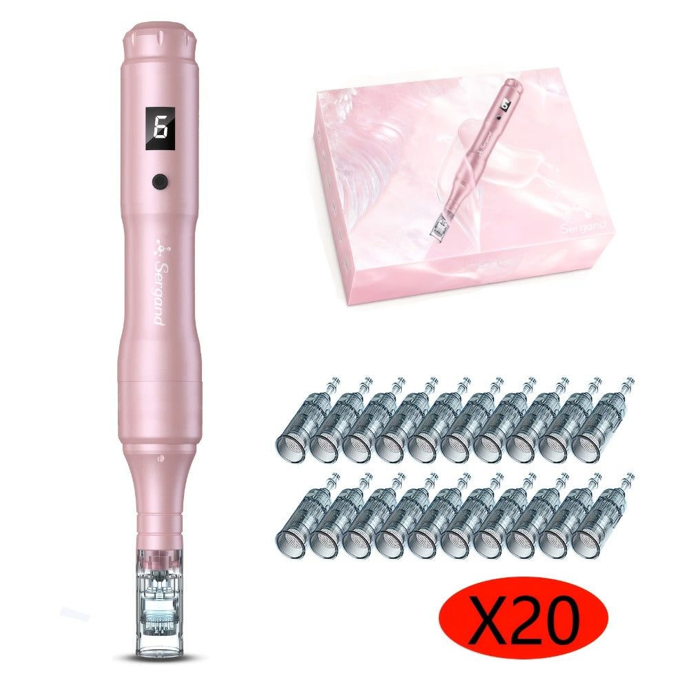Electric Derma Pen Microneedling Device, Professional 6-Speed Wireless Adjustable Dermapen with 20pcs Replacement Cartridges