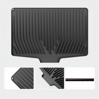 Kitchen Mat Set, 34.5x19-Inch Silicone Slope-Drain Drying Pads in Black or Gray, Single or 2-Piece Options