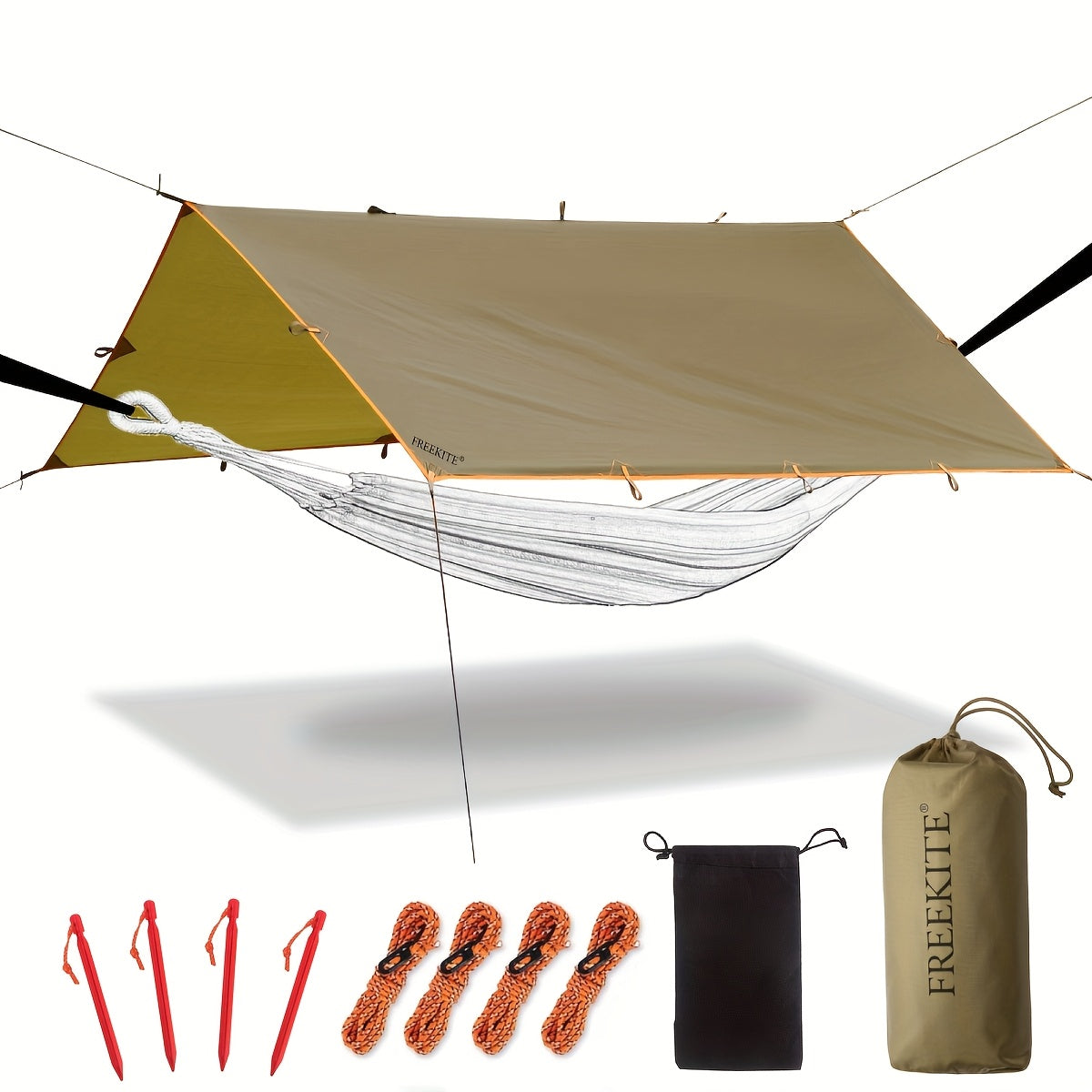 Camping Tarp Canopy with UV Protection – Portable Foldable Waterproof Shelter Tent for Backpacking, Hiking, Garden