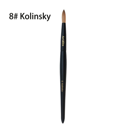 Kolinsky Nail Brush Round Head for Acrylic Extensions – Professional Black Wooden Handle Nail Art Brush with Genuine Kolinsky Hair Bristles