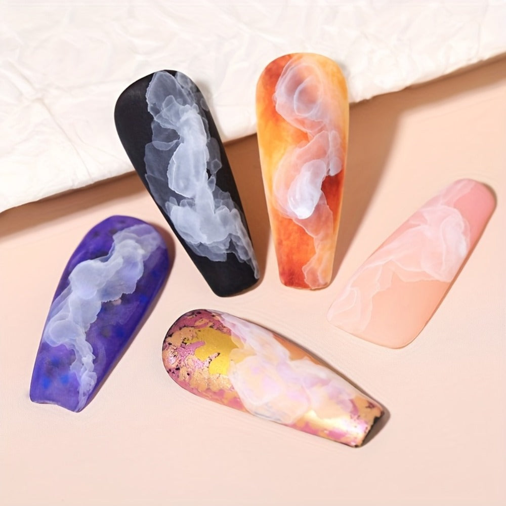 Gel Nail Polish Blooming White Watercolor Gel with Gradient Flower and Marble Effects for UV/LED Soak-Off Nail Art