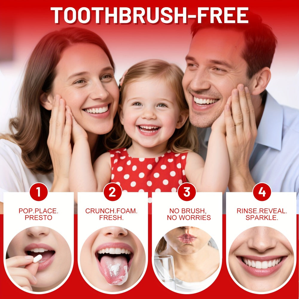 Toothpaste Tablets Hydroxyapatite Fluoride Free - 62 Count Chewable Solid Toothpaste, Deep Cleaning