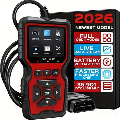 OBD2 Scanner Tool V519 – Professional Code Reader for Check Engine Light, Live Data & Diagnostic Trouble Codes | Works on All 1996+ Cars