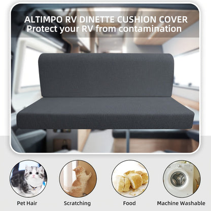 RV Dinette Cushion Covers 4 Piece Set Stretch Jacquard Slipcovers for Booth Seats Machine Washable Anti-Pet Hair Dustproof RV Camper Van