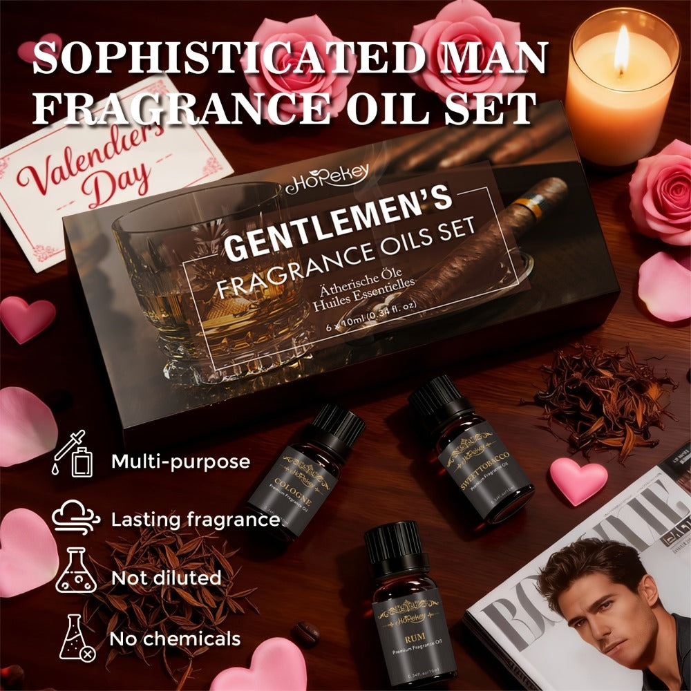 Essential Oil Set for Men 6 Pack 0.34oz Each Aromatherapy Oils for Diffuser Humidifier Skin Massage for Home or Salon Spa Use