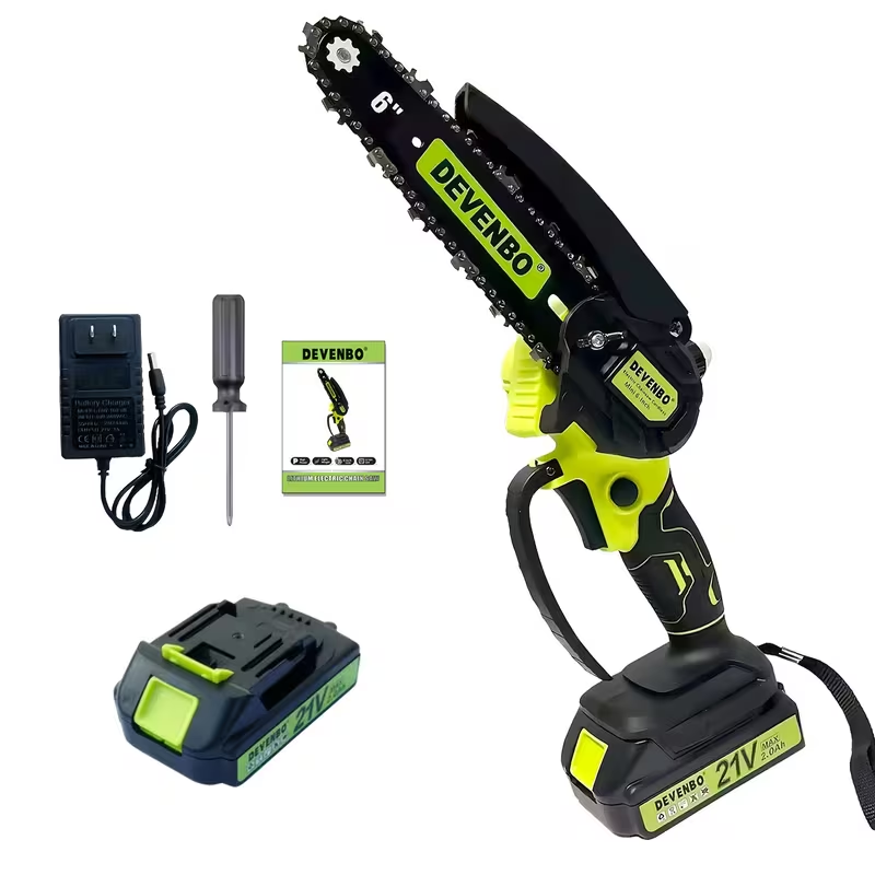 Cordless Mini Chainsaw 6-Inch, Handheld Pruning Saw with Rechargeable Battery, Adjustable Chain Tension