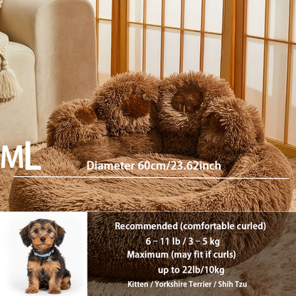 Plush Dog Bed Bear Paw Design – Thickened Soft Warm Pet Cushion Bed for Dogs & Cats, Non-Slip Bottom, Extra Large Cat Bed
