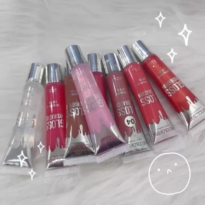 Pearlescent Glitter Lip Gloss Set 8 Pieces with Lip Oil Formula, for Makeup, Travel and Everyday Vanity Use