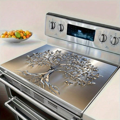 Stove Top Cover Mat Classic Tree Design, Heat-Resistant Decorative Stove Protector Pad with Branches & Leaves