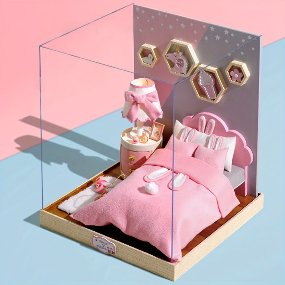 DIY Miniature Dollhouse Kit with Dust Cover Small, Mini House Model No Glue with the Listed Color, Size or Set Options for Everyday Use
