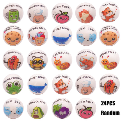 Motivational Animal Squeeze Stress Balls 24 Pack, 1.18 Inch TPU Sensory Balls with Inspirational Quotes
