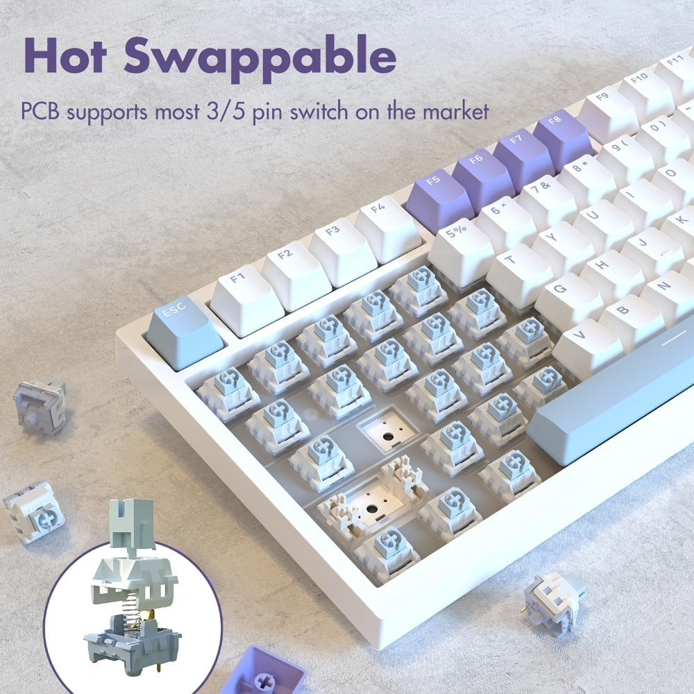 Hot Swap Gasket Mechanical Keyboard AJAZZ AK820 75%, Wireless 2.4GHz & Wired, Volume Knob, South-Facing RGB
