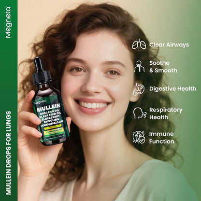 Mullein Leaf Liquid Drops for Lung Health & Respiratory Support, Natural Herbal Formula for Breathing Comfort