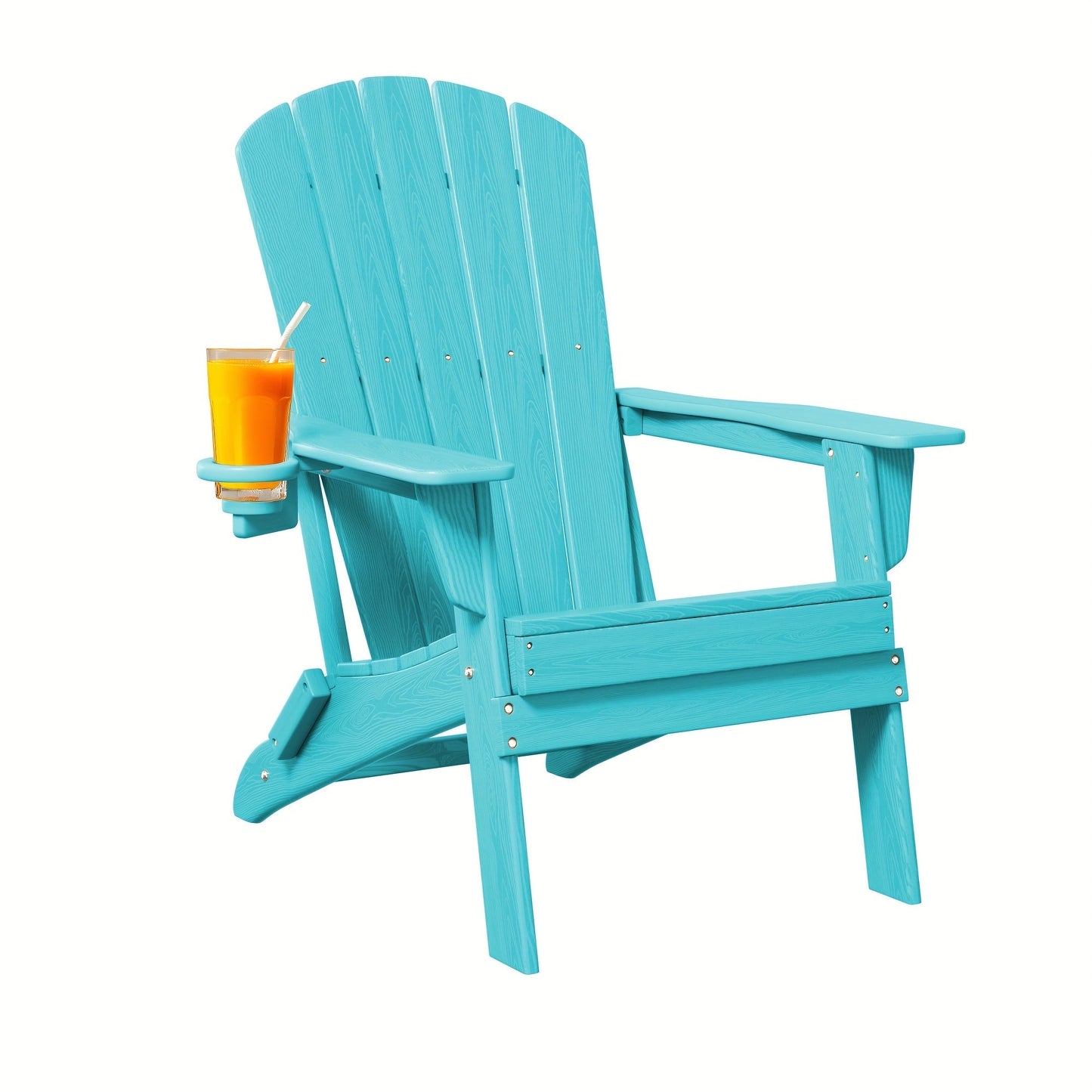 Folding Adirondack Chair with Cup Holder – HDPE All-Weather Outdoor Patio Chair