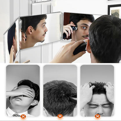 Multi-Panel Hair Cutting Mirror with Telescoping Door Hooks, 49.8-Inch Open Width and Two Fixed Nails