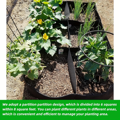 Raised Bed Grow Bag 128 Gallon 6 Grids 48x24x12 Inch | Breathable Fabric Planter for Vegetables Potatoes Flowers | Rectangle Garden Bed