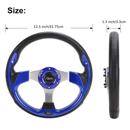 Golf Cart Steering Wheel 12.5 Inch Universal Fit – Compatible with Club Car DS Precedent Tempo, EZGO RXV TXT