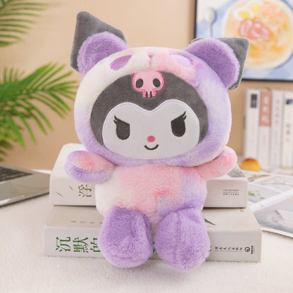 Sanrio Tie Dye Plush Set of 5, Kawaii Hello Kitty Kuromi My Melody Cinnamoroll Gudetama Stuffed Animals