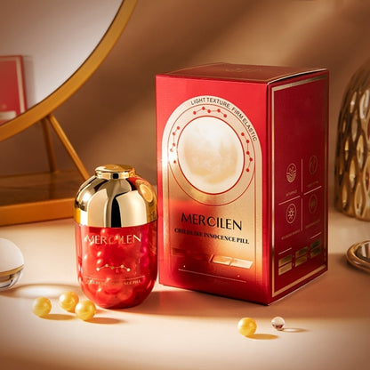 Face Serum Mercilen Collagen Capsules with Jojoba Oil, Plant Squalane and Glycerin in a 30-Piece Bottle